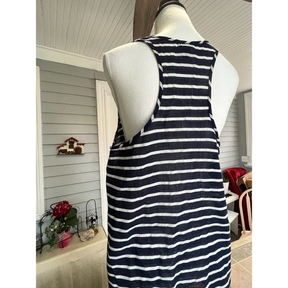J. Crew Worn twice Navy-White Striped Tank Racerback Mini Dress Cotton Size M - Picture 4 of 9